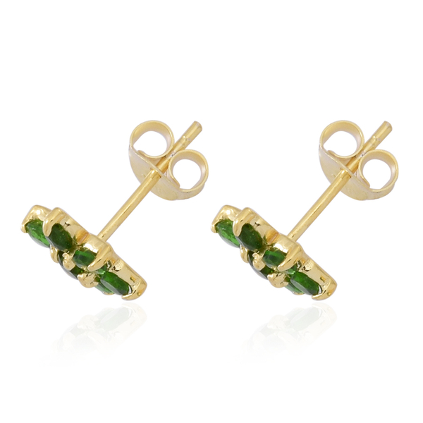 AAA Chrome Diopside (Rnd) Floral Stud Earrings (with Push Back) in 14K Gold Overlay Sterling Silver 1.250 Ct.