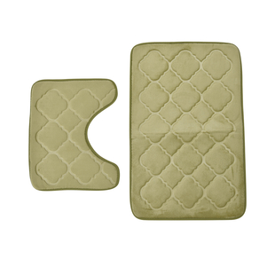 Set of 2 Embossed Flannel Mat - Green