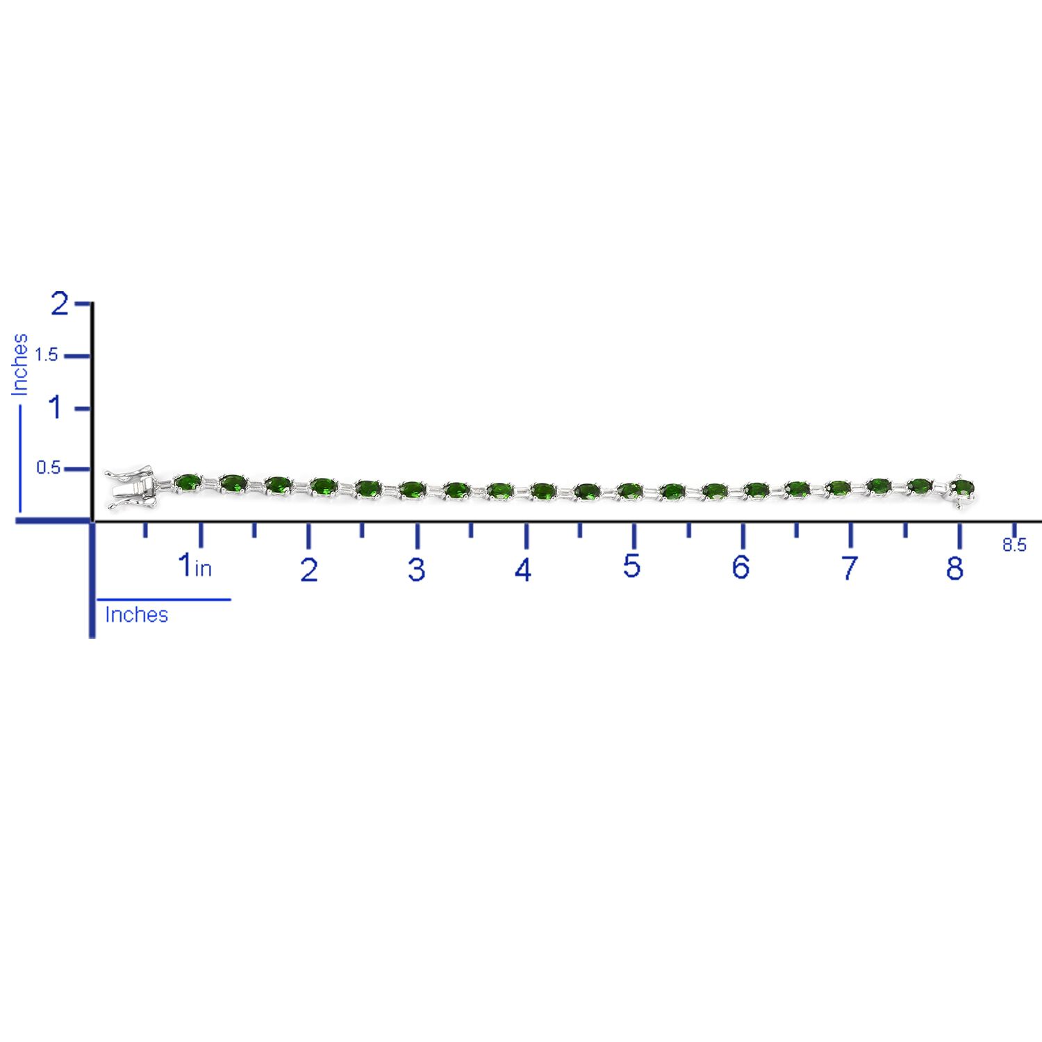 Chrome Diopside (Ovl), White Topaz Bracelet (Size 8) in Rhodium Overlay Sterling Silver 11.750 Ct, Silver wt 10.50 Gms.
