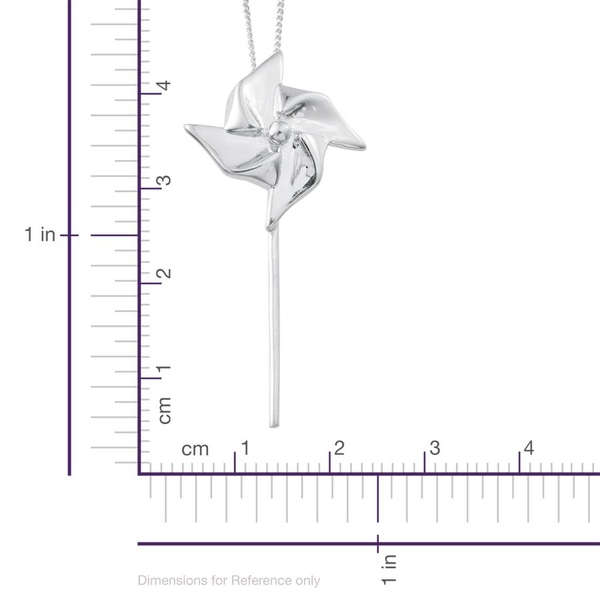 Platinum Overlay Sterling Silver Origami Pinwheel Pendant With Chain