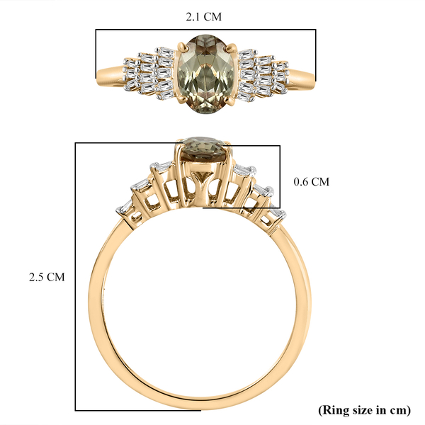 9K Yellow Gold Turkizite and Diamond Ring 1.00 Ct.