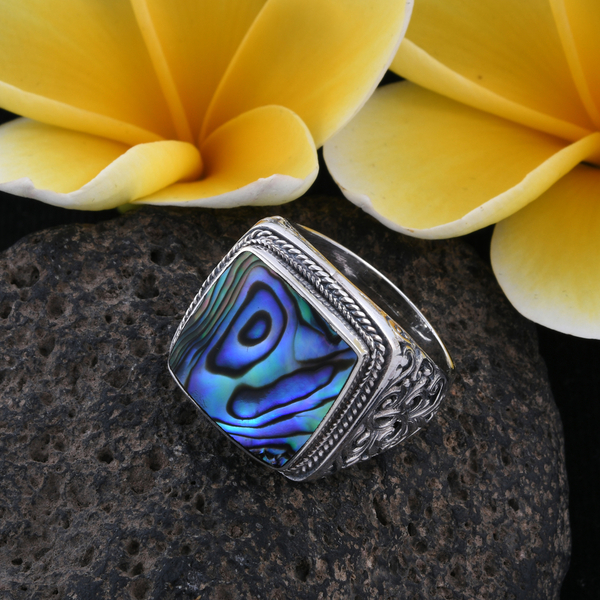 Royal Bali Collection Abalone Shell Ring in Sterling Silver, Silver wt 7.81 Gms.