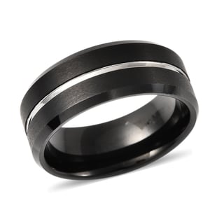 Tungsten & Stainless Steel Band Ring in Dual Tone