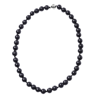 370 Ct Shungite Beaded Necklace with Magnetic Lock in Silver 20 Inch