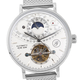 GENOA Automatic Movement White Dial 5 ATM Water Resistant Watch with Mesh Strap in Silver Tone