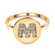 Diamond Ring Initial M in 14K Gold Overlay Sterling Silver