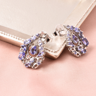 RACHEL GALLEY Misto Collection - Tanzanite Lattice Earrings (with Push Back) in Rhodium Overlay Ster