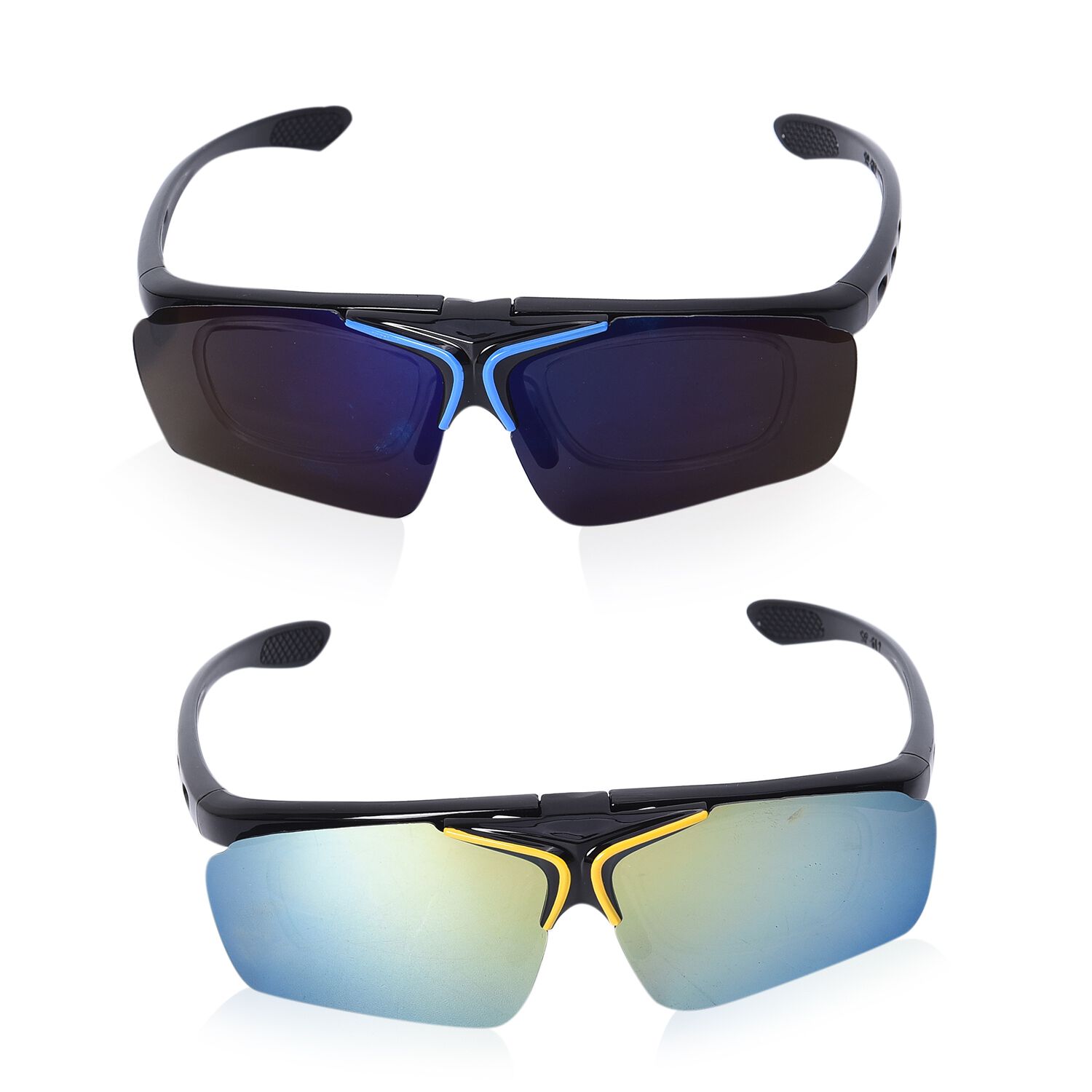 Set of 2 - Double-Layer Clamshell Design Reversible Sunglasses