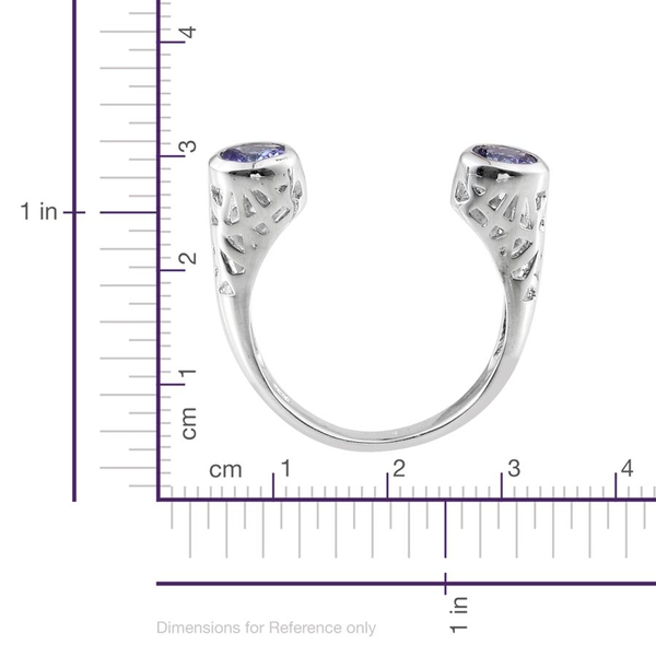 Tanzanite (Rnd) Open Ring in Platinum Overlay Sterling Silver 1.000 Ct.