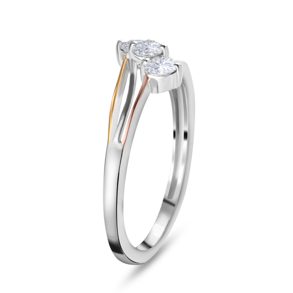 ELANZA Simulated Diamond Bypass Ring in Platinum, Yellow and Rose Gold Overlay Sterling Silver