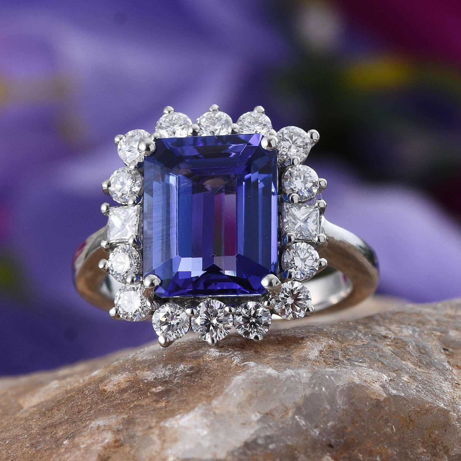 RHAPSODY 950 Platinum AAAA Tanzanite (Oct 5.05 Ct), Diamond Ring 6.100 Ct.