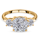 Moissanite Trilogy Ring in 14K Gold Overlay Sterling Silver 2.79 Ct.