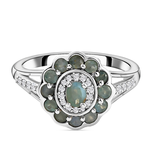 Alexandrite and Natural Cambodian Zircon Ring in Platinum Overlay Sterling Silver 1.00 Ct.