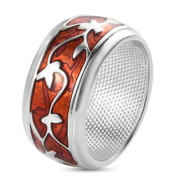 Enamelled Ring in Silver Tone