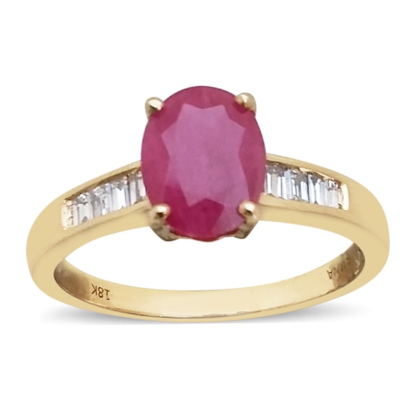ILIANA 18K Y Gold AAAA Ruby (Ovl 2.00 Ct), Diamond (SI- G-H) Ring 2.250 Ct. Gold Weight 4.30 Gms.
