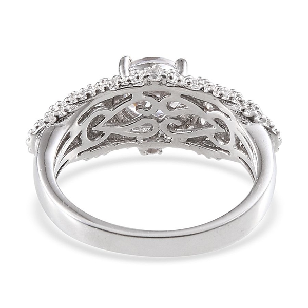 Lustro Stella - Platinum Overlay Sterling Silver (Rnd) Ring Made with Finest CZ 1.716 Ct.
