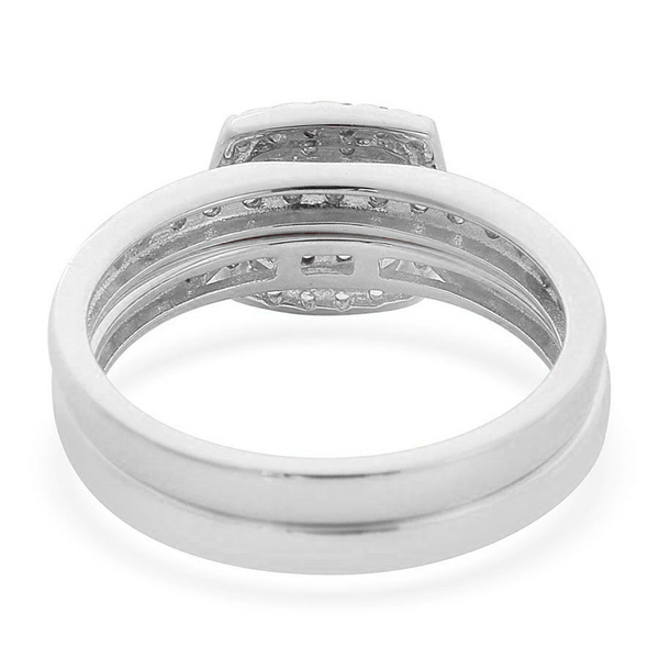 ILIANA 18K White Gold 1 Carat Diamond Bridal Rings Set with Stacker Band Ring IGI Certified SI G-H.