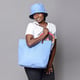 Blue Checkered Pattern Tote Bag with Zipper Closure (45x12x35cm) with FREE Matching Hat
