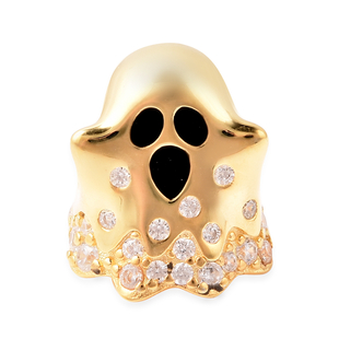 Charmes De Memoire - Simulated Diamond Ghost Charm in Yellow Gold Overlay Sterling Silver Charm/Pend