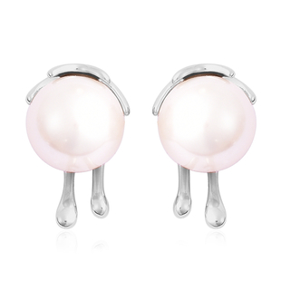 Edison Pearl Earrings (with Push Back) in Rhodium Overlay Sterling Silver