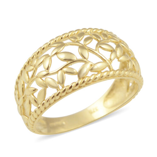 Vicenza Collection Leaf Design Ring in 9K Yellow Gold ...