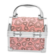 2 Layer Heart Pattern Aluminium Jewellery Organiser with Handle, Lock and Inside Mirror (Size 12x10x7.5 Cm) - Pink