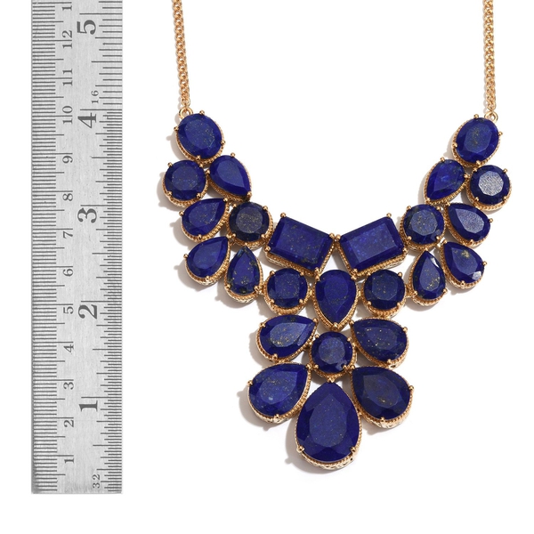 Lapis Lazuli (Pear) Necklace (Size 18) in 14K Gold Overlay Sterling Silver 124.250 Ct.