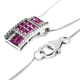 Lustro Stella - Simulated Ruby and Simulated Diamond Pendant with Chain (Size 18) in Platinum Overlay Sterling Silver