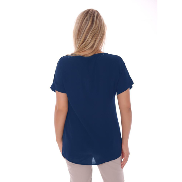 TAMSY Buttoned Womens Top (Size S,8-10) - Navy Blue