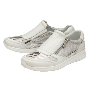 LOTUS Sian Leopard Print Slip On Trainers (Size 3) - White