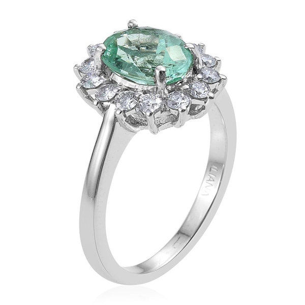 ILIANA 18K W Gold Boyaca Colombian Emerald (Ovl 1.95 Ct), Diamond (SI/G-H) Ring 2.500 Ct.