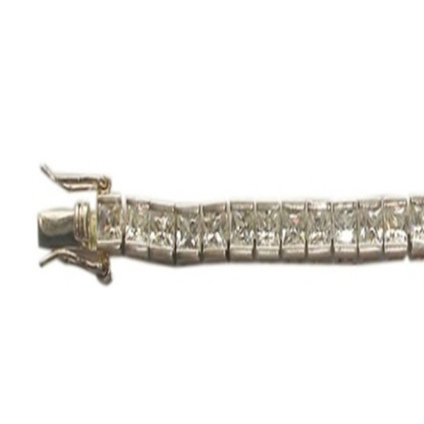 ELANZA AAA Simulated Diamond (Sqr) Bracelet in Rhodium Plated Sterling Silver (Size 7)