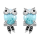 GP - Larimar, Black Spinel and Kanchanaburi Blue Sapphire Owl Stud Earrings (With Push Back) in Plat