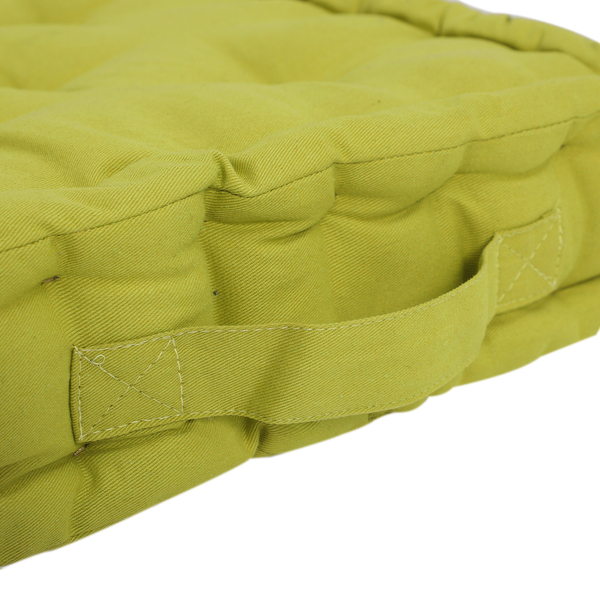Set Of 2, Floor 100% Cotton Cushion with Filling Of Cotton Recycled Fiber  (40X10X40 CM ) - Solid Olive Green