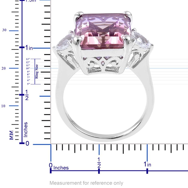 Anahi Ametrine (Oct 12.75 Ct), White Topaz Ring in Platinum Overlay Sterling Silver 13.800 Ct.