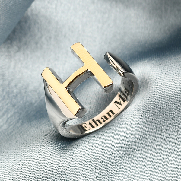 Personalised Engravable Initial H Ring