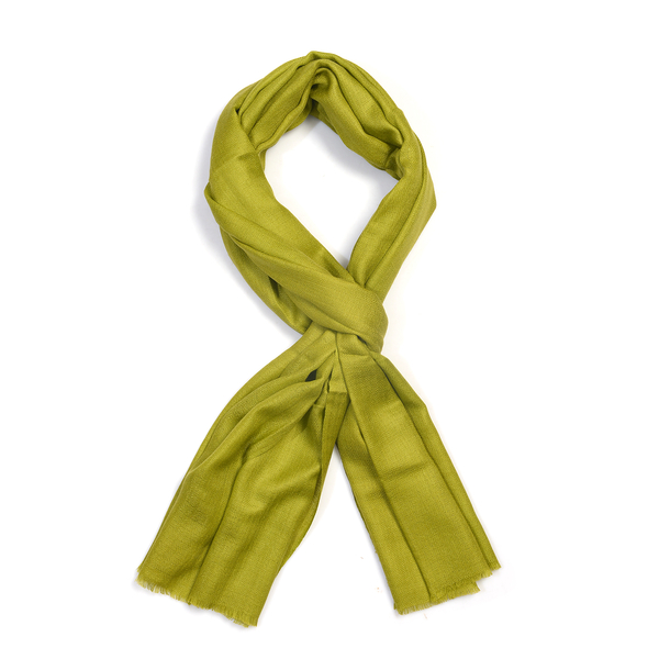 100% Cashmere Wool Olive Green Colour Scarf (Size 190x70 Cm)