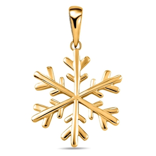 14K Gold Overlay Sterling Silver Snowflake Charm Pendant