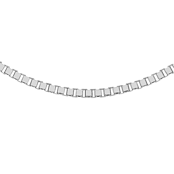 9K White Gold Box Venetian Chain (Size - 20) With Spring Ring Clasp.