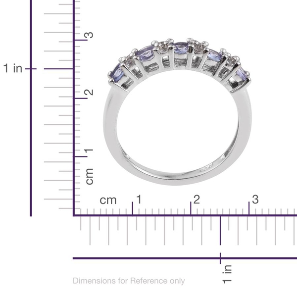 Tanzanite (Rnd), White Topaz Stacker Ring in Platinum Overlay Sterling Silver 0.750 Ct.