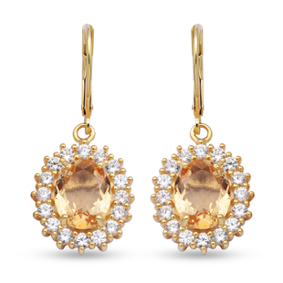 Citrine and Natural Cambodian Zircon Drop Earrings in Yellow Gold Overlay Sterling Silver 7.64 Ct