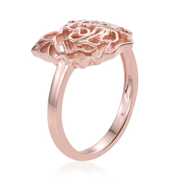 Kimberley Rose Gold Overlay Sterling Silver Floral Ring, Silver wt 3.55 Gms.