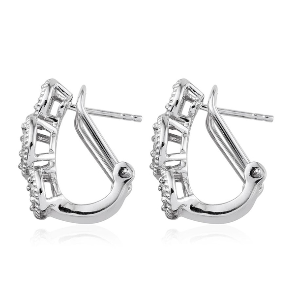 Diamond (Rnd) Earrings (with French Clip) in Platinum Overlay Sterling Silver 0.060 Ct.