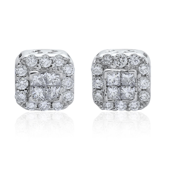 RHAPSODY 950 Platinum SGL Certified Diamond (Sqr) (VS/E-F) Stud Earrings (with Screw Back) 0.500 Ct.