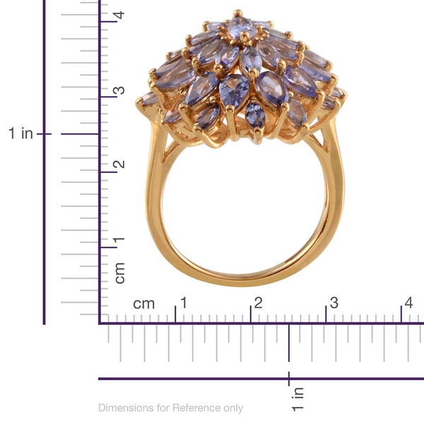 Tanzanite (Mrq) Cluster Ring in 14K Gold Overlay Sterling Silver 4.650 Ct.