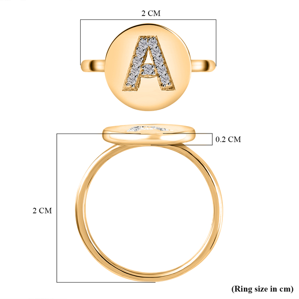 White Diamond Initial-A Ring in 14K Gold Overlay Sterling Silver 0.07 Ct.