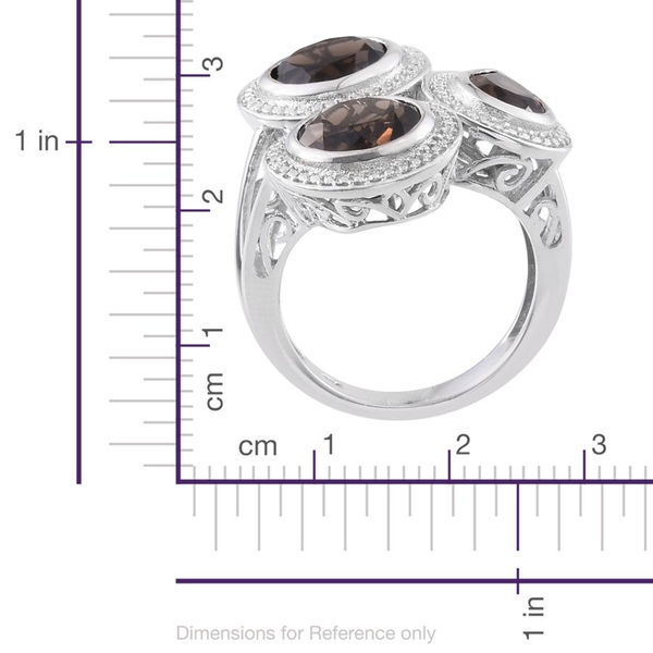 Brazilian Smoky Quartz (Pear 1.10 Ct) Ring in Platinum Overlay Sterling Silver 5.750 Ct.