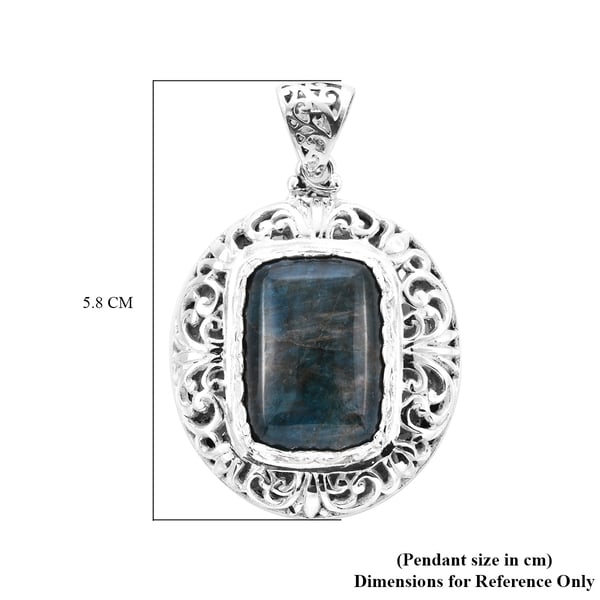 Royal Bali Collection Neon Apatite Pendant in Sterling Silver 31.86 Ct, Silver Wt 17.2 Gms