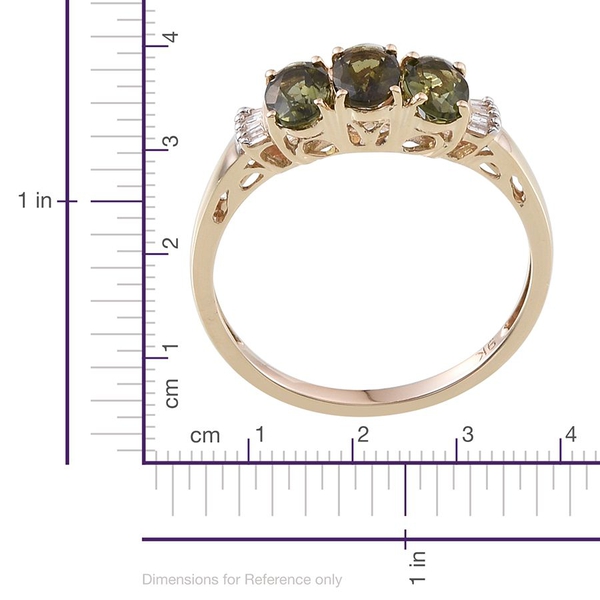 9K Y Gold Bohemian Moldavite (Ovl), Diamond Ring 1.150 Ct.