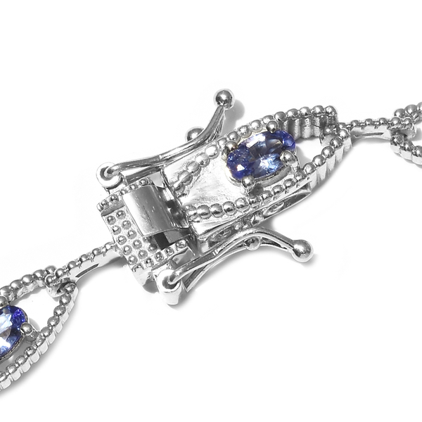 Tanzanite Bracelet (Size 7.5) in Platinum Overlay Sterling Silver 2.28 Ct, Silver wt. 8.90 Gms